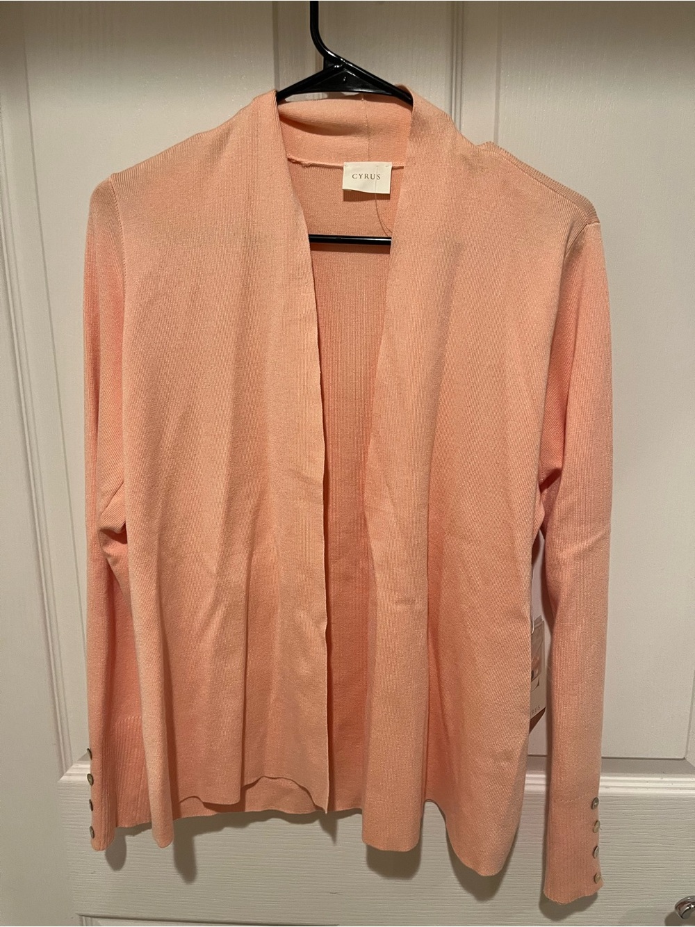 Cyrus Peach Open-Front Lightweight Cardigan